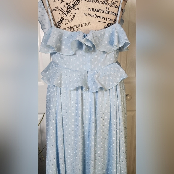 Chelsea 28 Women's Ruffle Neck Midi Dress in Blue Falls Size M - Picture 8 of 15